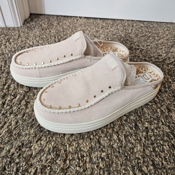NWT HEY DUDE Austin Lift Western Mule Slip on Shoes/Sneakers Womens 10 Blush - Picture 1 of 13